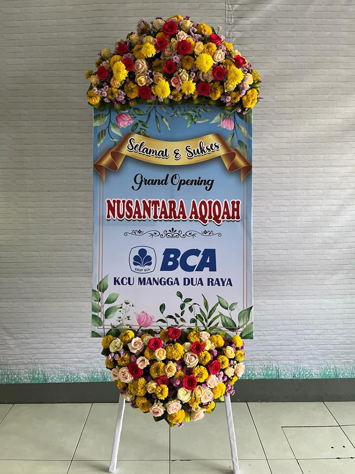 Karangan Bunga Bangil – papan print 2 Sisi Full Bunga