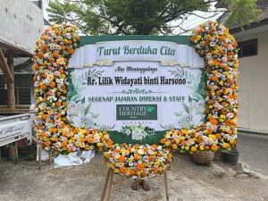 Karangan Bunga Duka Cita 3 Sisi Full Bunga
